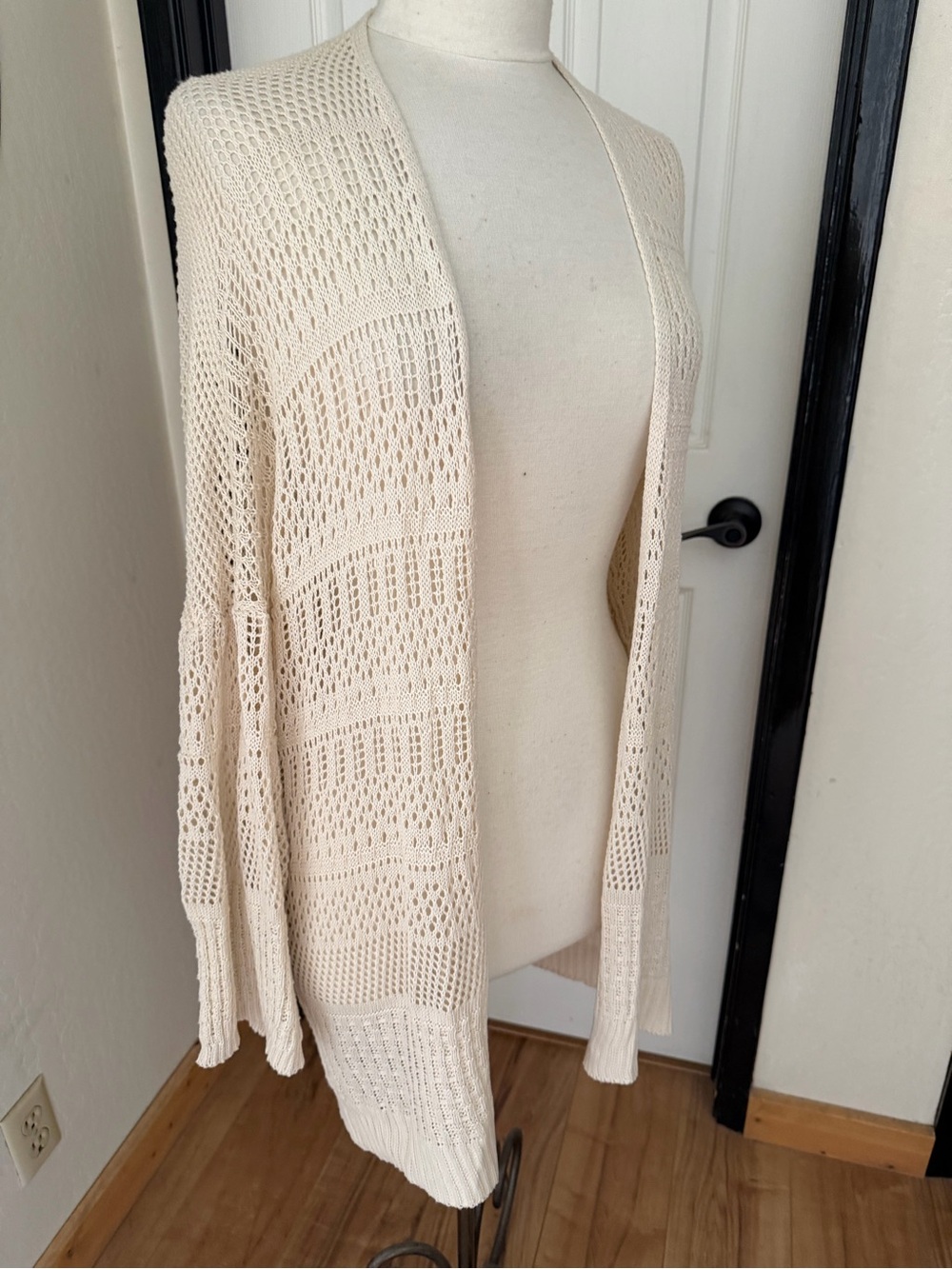 Open-Front Cream Knit Cardigan